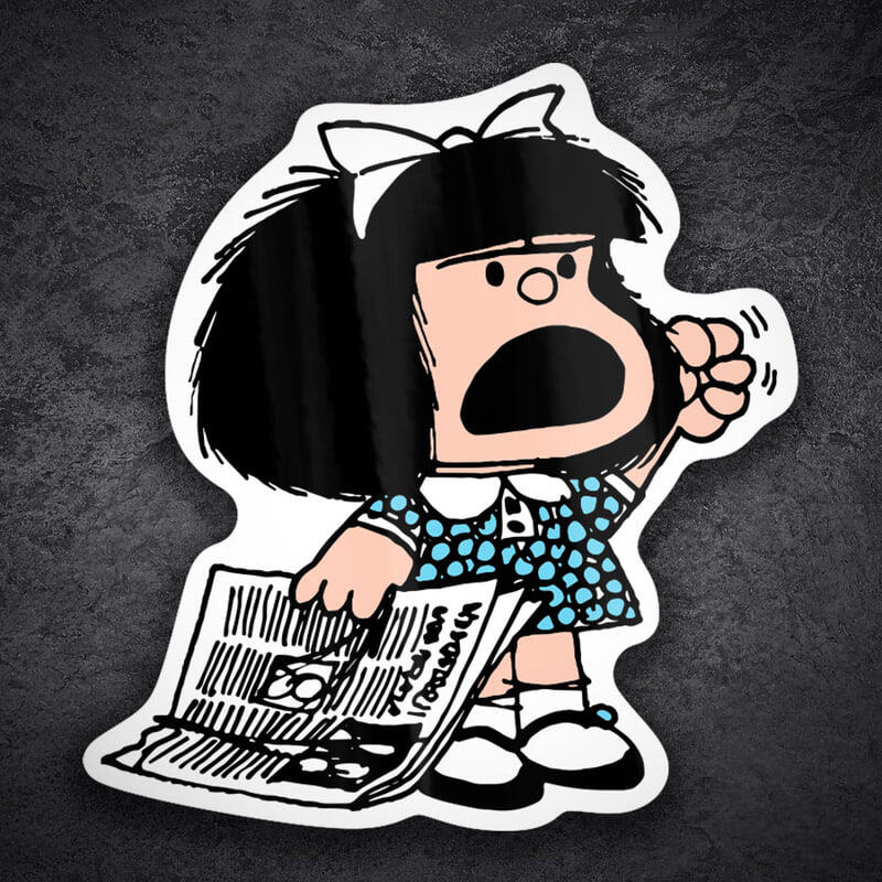 Pegatinas: Mafalda Protesta Periódico