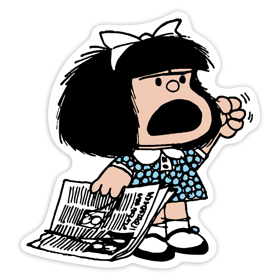 Pegatinas: Mafalda Protesta Periódico