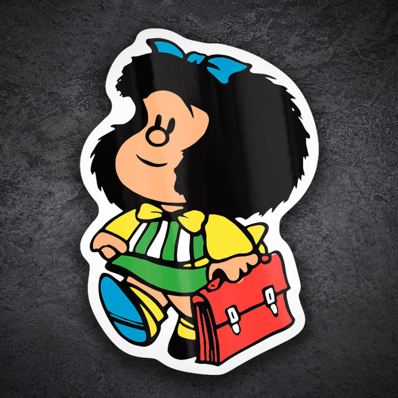 Pegatinas: Mafalda con Maletín Escolar