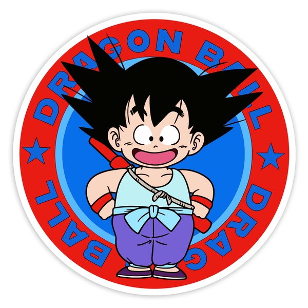 Pegatinas: Dragon Ball Goku Niño Bastón Mágico