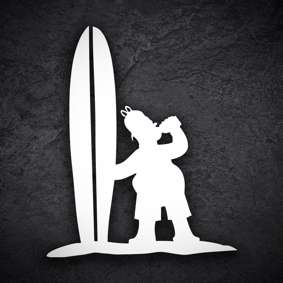 Pegatinas: Homer Simpson surfero con cerveza