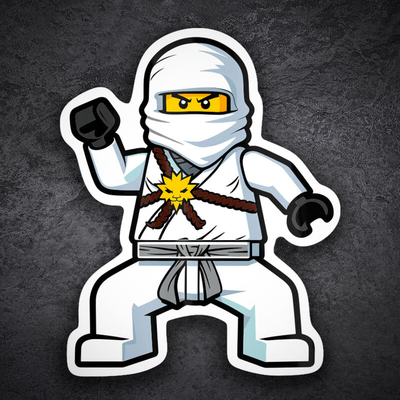 Pegatinas: Lego Ninjago Zane Ninja Blanco