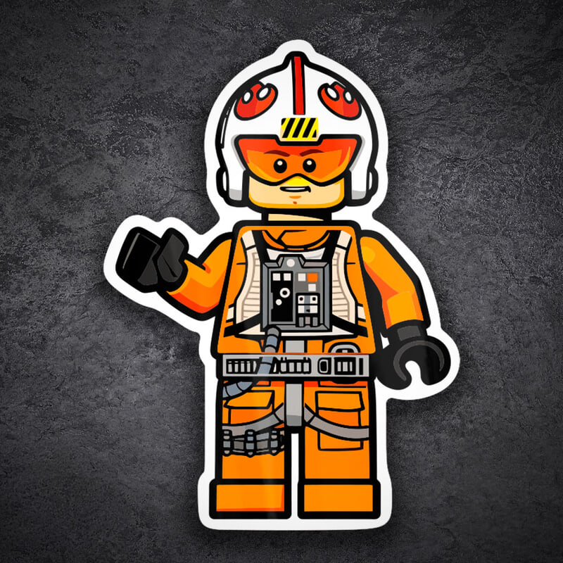 Pegatinas: Lego Star Wars Luke Skywalker Piloto Rebelde