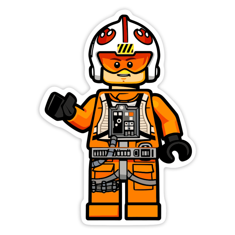 Pegatinas: Lego Star Wars Luke Skywalker Piloto Rebelde