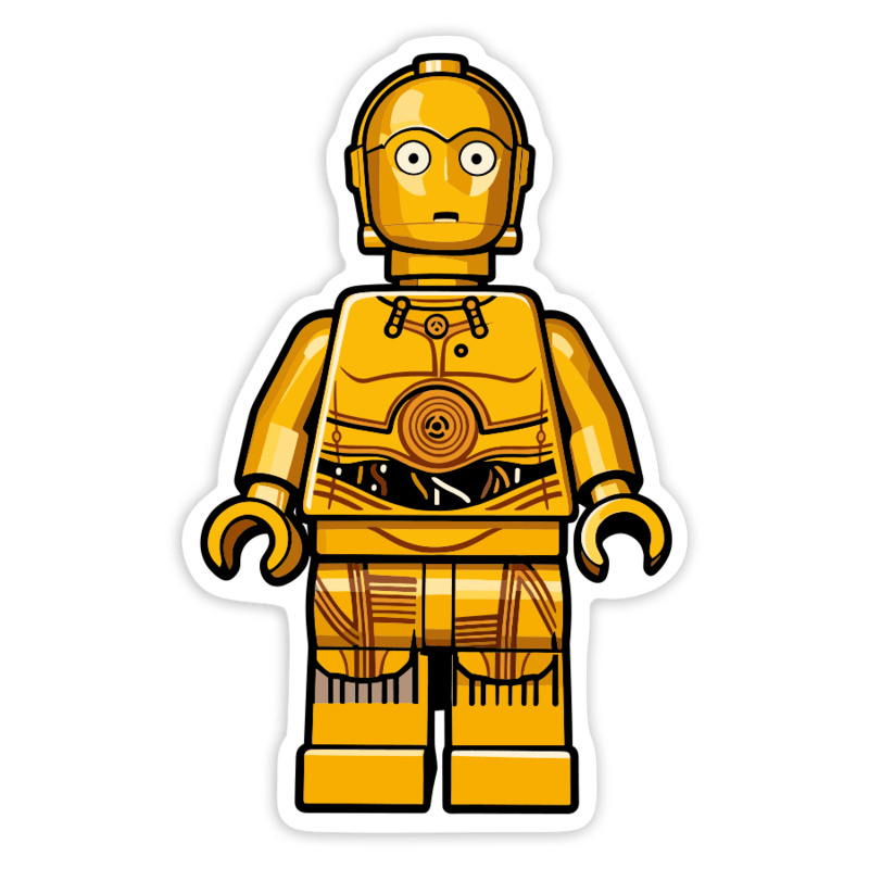 Pegatinas: Lego Star Wars C-3PO Droide Dorado