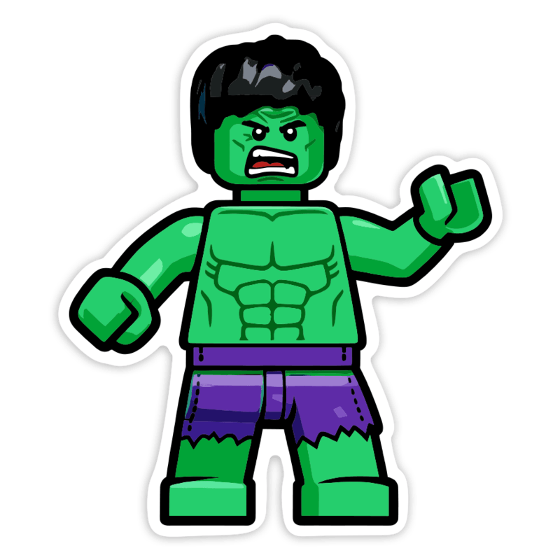 Pegatinas: Lego Marvel Hulk Verde