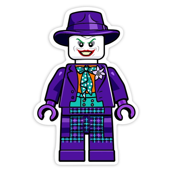 Pegatinas: Lego DC Joker Clásico con Sombrero