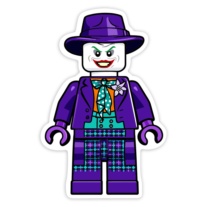 Pegatinas: Lego DC Joker Clásico con Sombrero