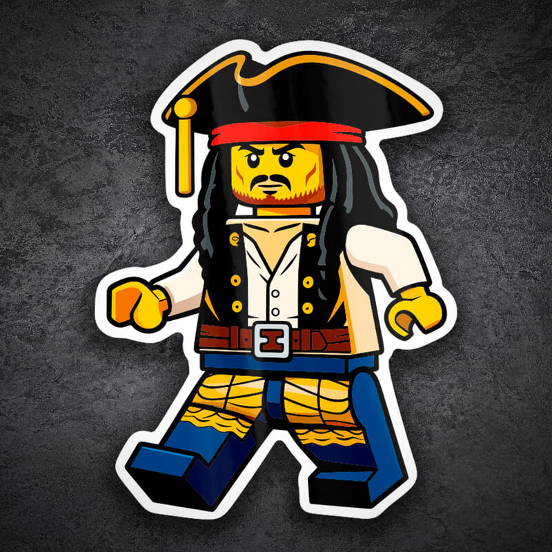 Pegatinas: Lego Jack Sparrow Pirata Retro