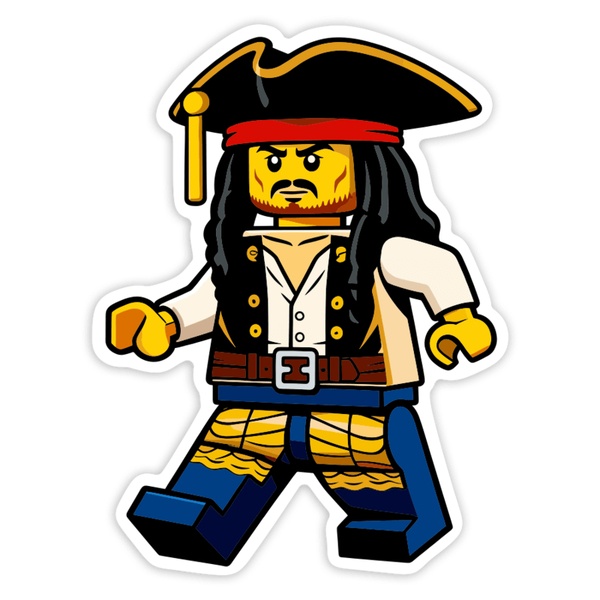 Pegatinas: Lego Jack Sparrow Pirata Retro