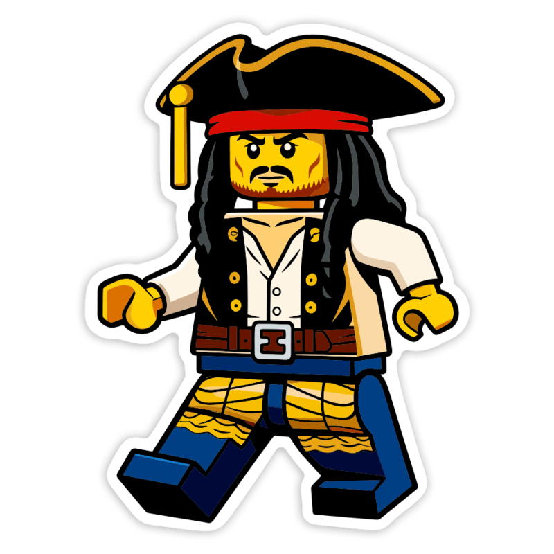 Pegatinas: Lego Jack Sparrow Pirata Retro