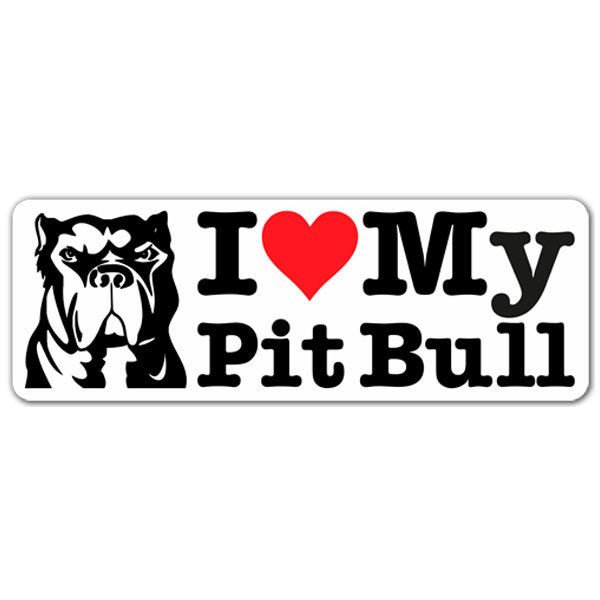 Pegatinas: Love My Pit Bull con Ilustraci&oacute;n de Huellas