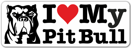 Pegatinas: Love My Pit Bull con Ilustraci&oacute;n de Huellas