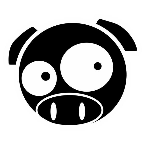 Pegatinas: Cerdito Manga de Subaru blanco y negro