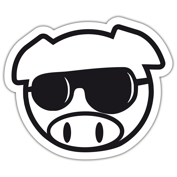 Pegatinas: Cerdo con gafas JDM