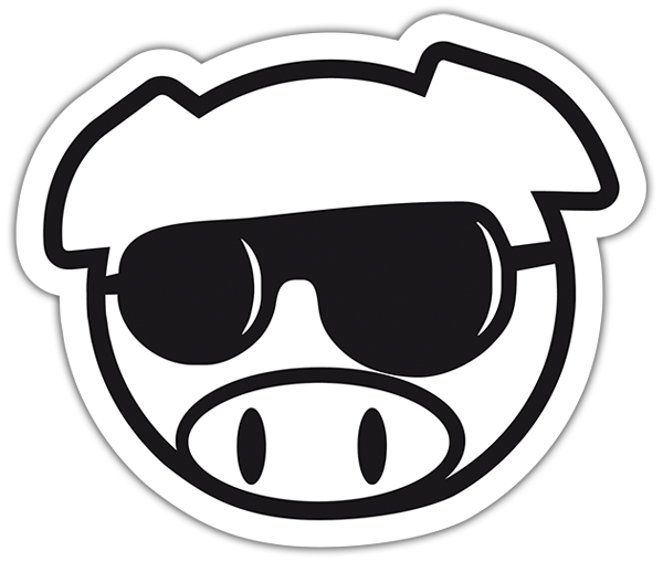 Pegatinas: Cerdo con gafas JDM