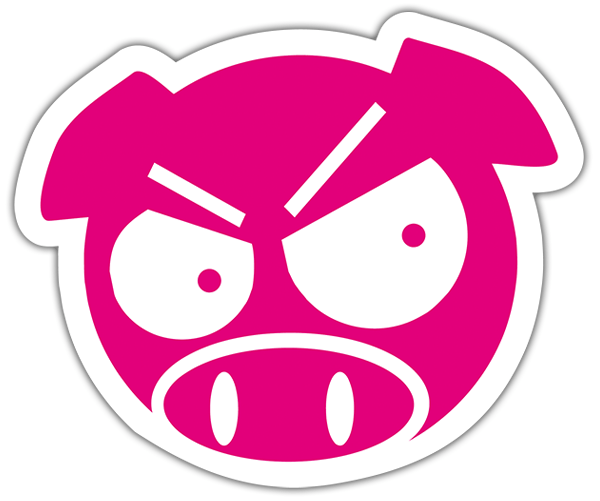 Pegatinas: Cerdo Subaru Enfadado en Color Magenta