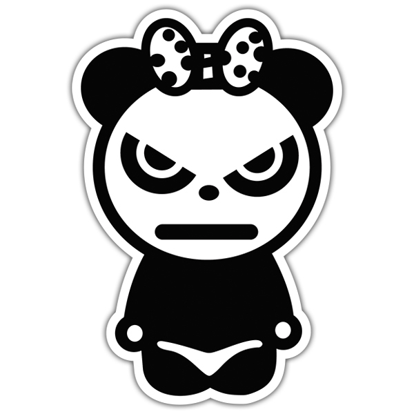 Pegatinas: Oso Panda con lazo enfadado