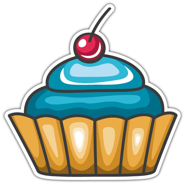 Pegatinas: Cupcake azul