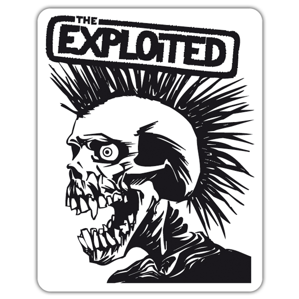 Pegatinas: Ilustraci&oacute;n de Esqueleto Punk con The Exploited