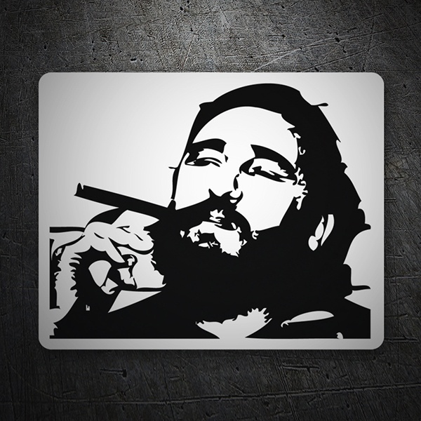 Pegatinas: Fidel Castro fumando