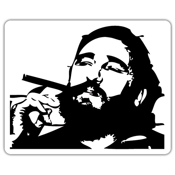 Pegatinas: Fidel Castro fumando