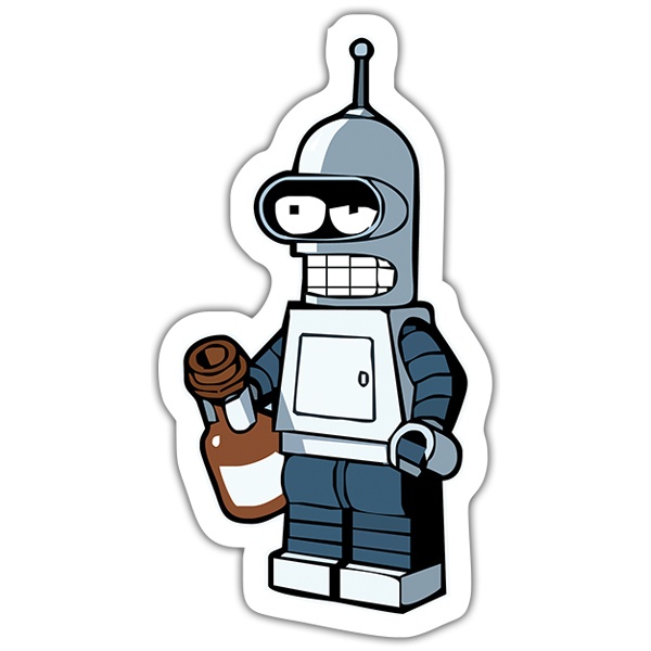 Pegatinas: Bender Lego borracho