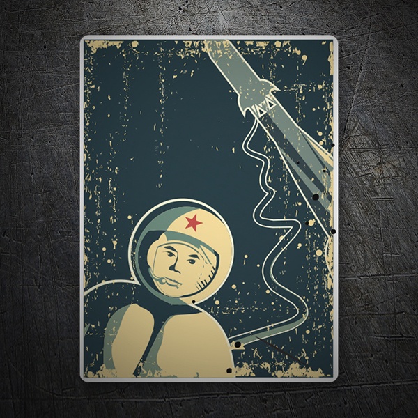 Pegatinas: Yuri Gagarin, astronauta retro 1