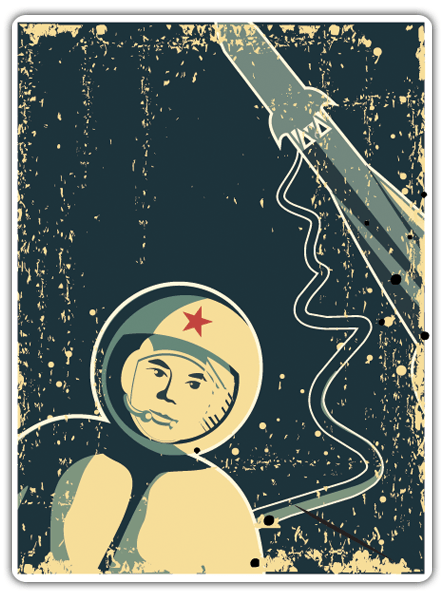 Pegatinas: Yuri Gagarin, astronauta retro 0