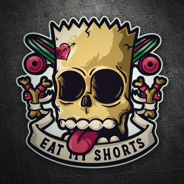 Pegatinas: Calavera Pirata con Texto Eat My Shorts