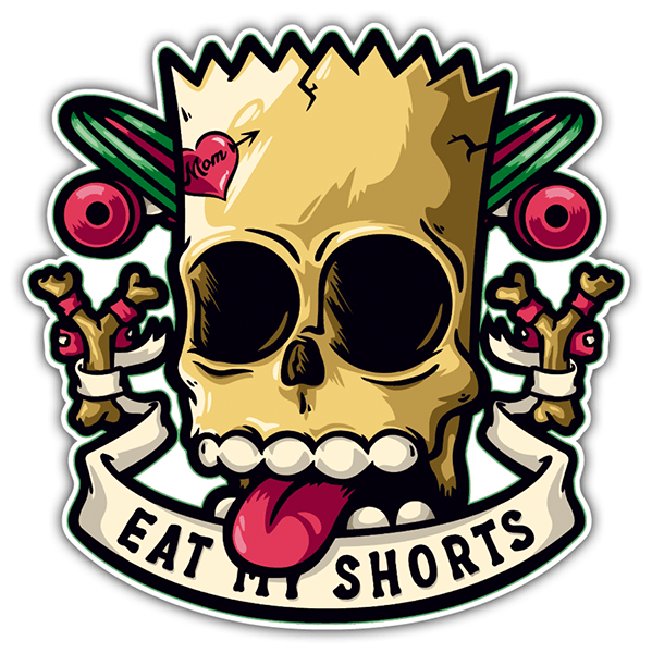 Pegatinas: Calavera Pirata con Texto Eat My Shorts