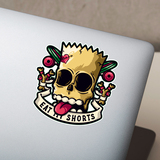Pegatinas: Calavera Pirata con Texto Eat My Shorts 3