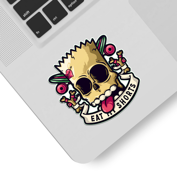 Pegatinas: Calavera Pirata con Texto Eat My Shorts