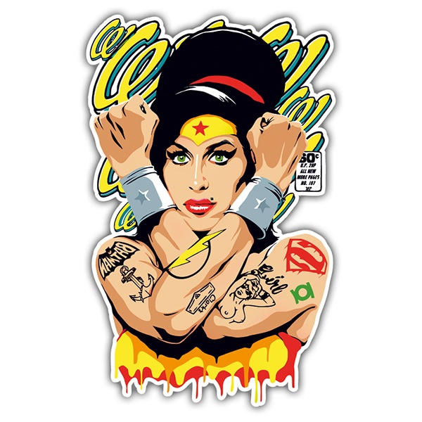 Pegatinas: Amy Winehouse Wonderwoman