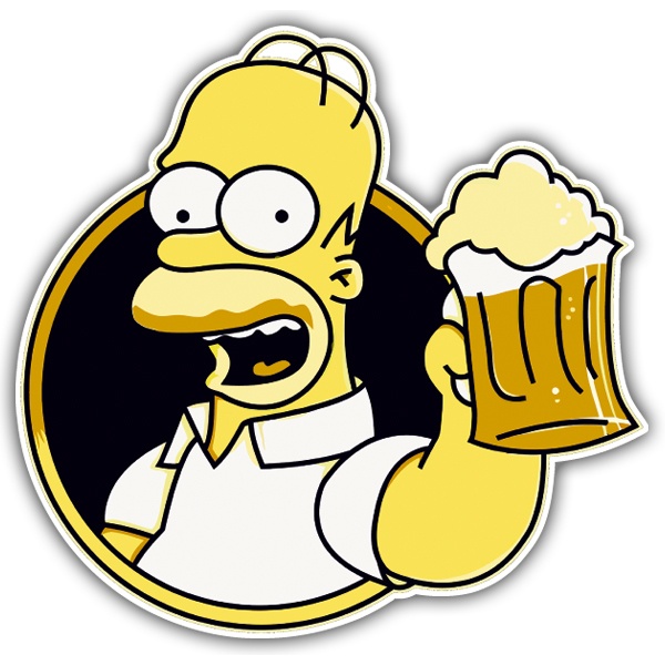 Pegatinas: Homer bebiendo cerveza