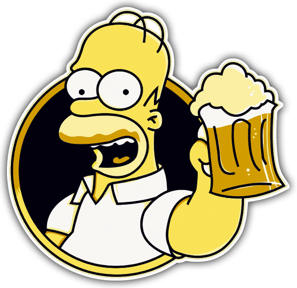 Pegatinas: Homer bebiendo cerveza