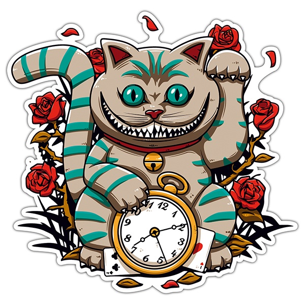 Pegatinas: Reloj del Gato de Cheshire
