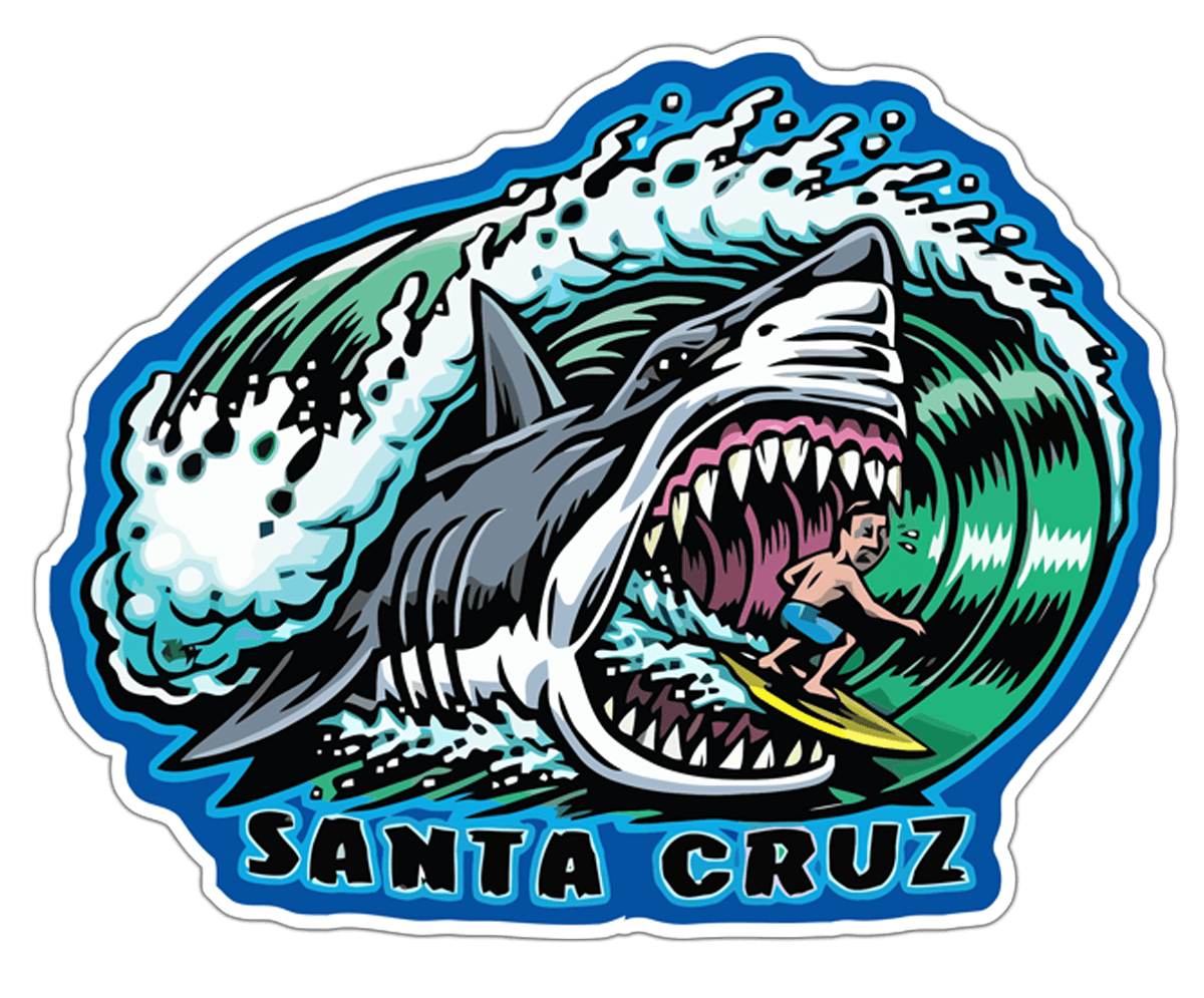 Pegatinas: Surfero y tiburón Santa Cruz 0
