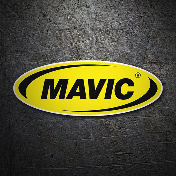 Pegatinas: Mavic &Oacute;valo con Texto Negro y Borde Amarillo