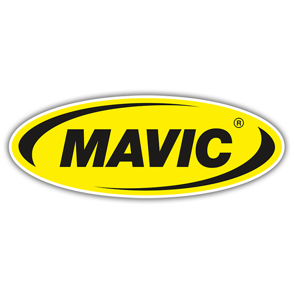 Pegatinas: Mavic &Oacute;valo con Texto Negro y Borde Amarillo