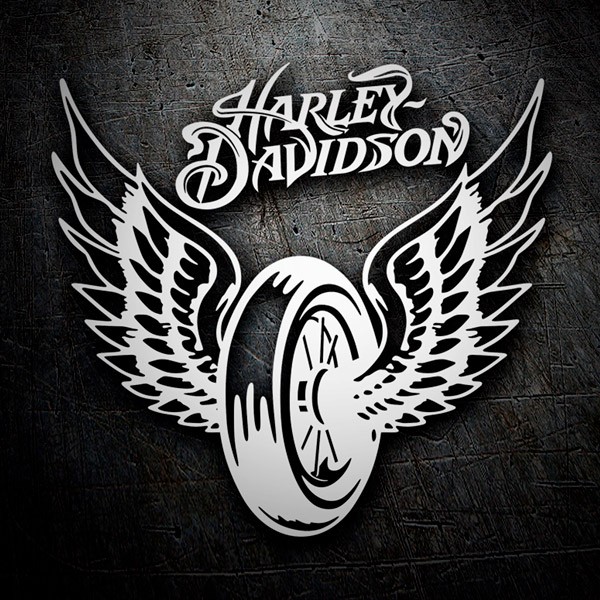 Pegatinas: Harley Davidson, Rueda con Alas