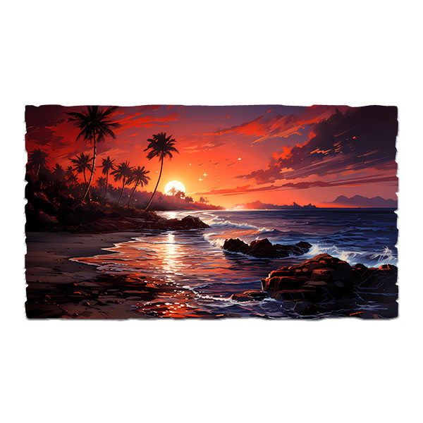 Vinilos Decorativos: Atardecer en costa playera