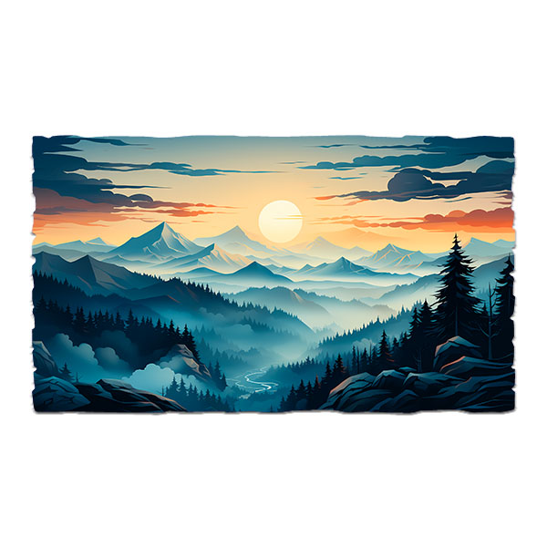 Vinilos Decorativos: Atardecer bosque Nórdico