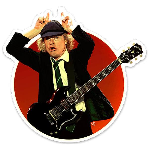 Pegatinas: Angus Young en Composici&oacute;n Circular