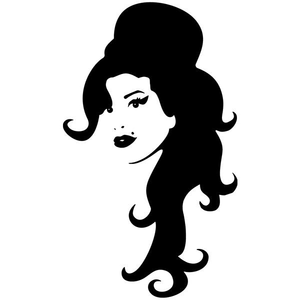 Pegatinas: Perfil de Amy Winehouse con Sombrero