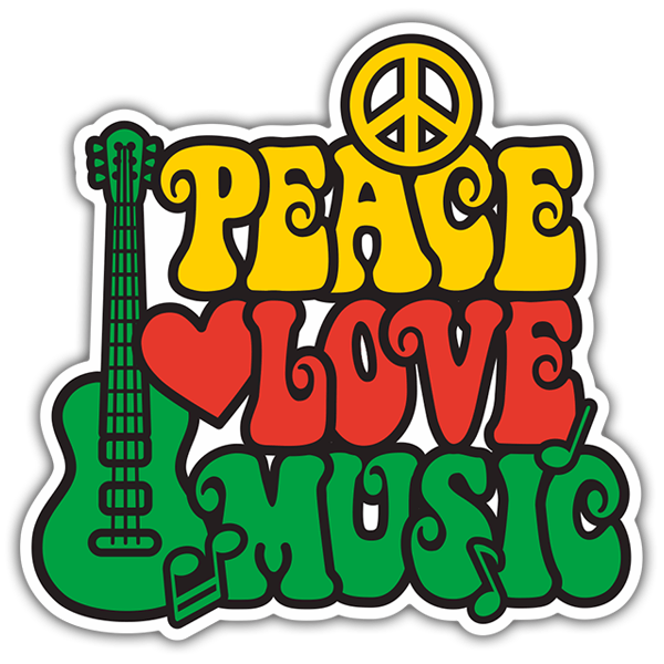 Pegatinas: Peace Love Music 0
