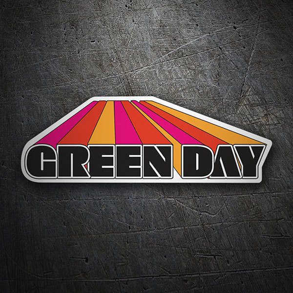 Pegatinas: Green Day con Letras May&uacute;sculas y Franjas Diagonal