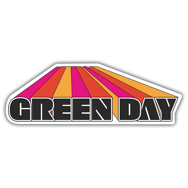 Pegatinas: Green Day con Letras May&uacute;sculas y Franjas Diagonal