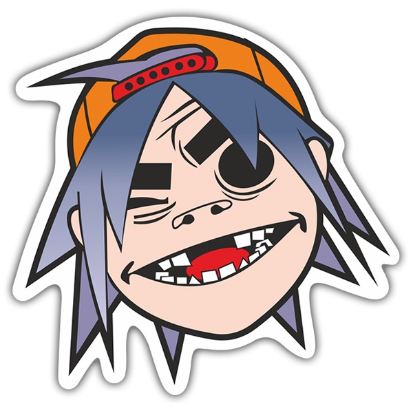 Pegatinas: Gorillaz 2-D con Gorra y Expresi&oacute;n Burlona