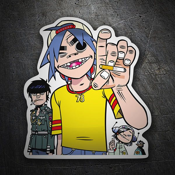 Pegatinas: Gorillaz Provocando con Personajes en Din&aacute;mica